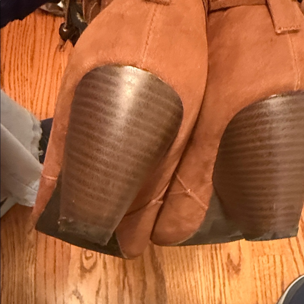 C Label Tan Ankle Booties with Rosette Accent - Picture 5 of 6